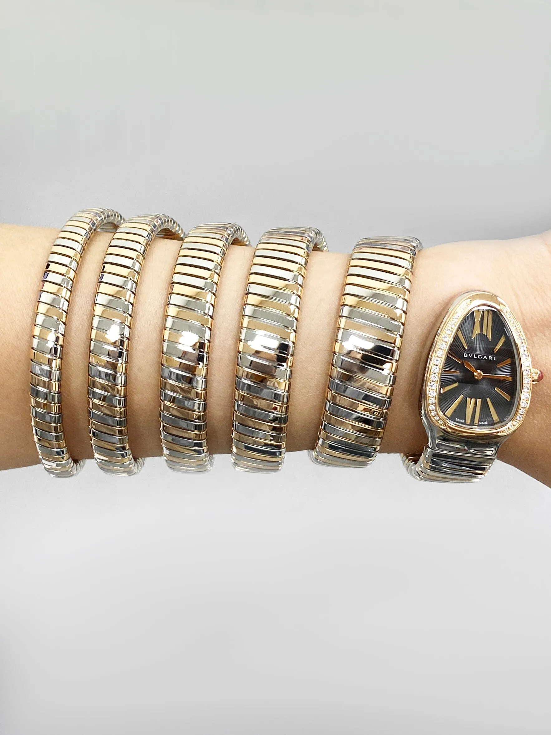 Bvlgari Serpenti SP35 SPG Tubogas Rose Gold & Steel Ladies Watch
