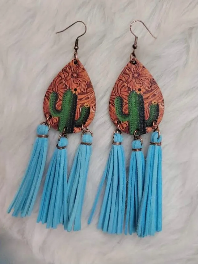 Cactus Fringe Earrings: Multi