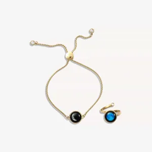 Carina Twist Bracelet and Cosmic Spiral Ring Bundle in Gold