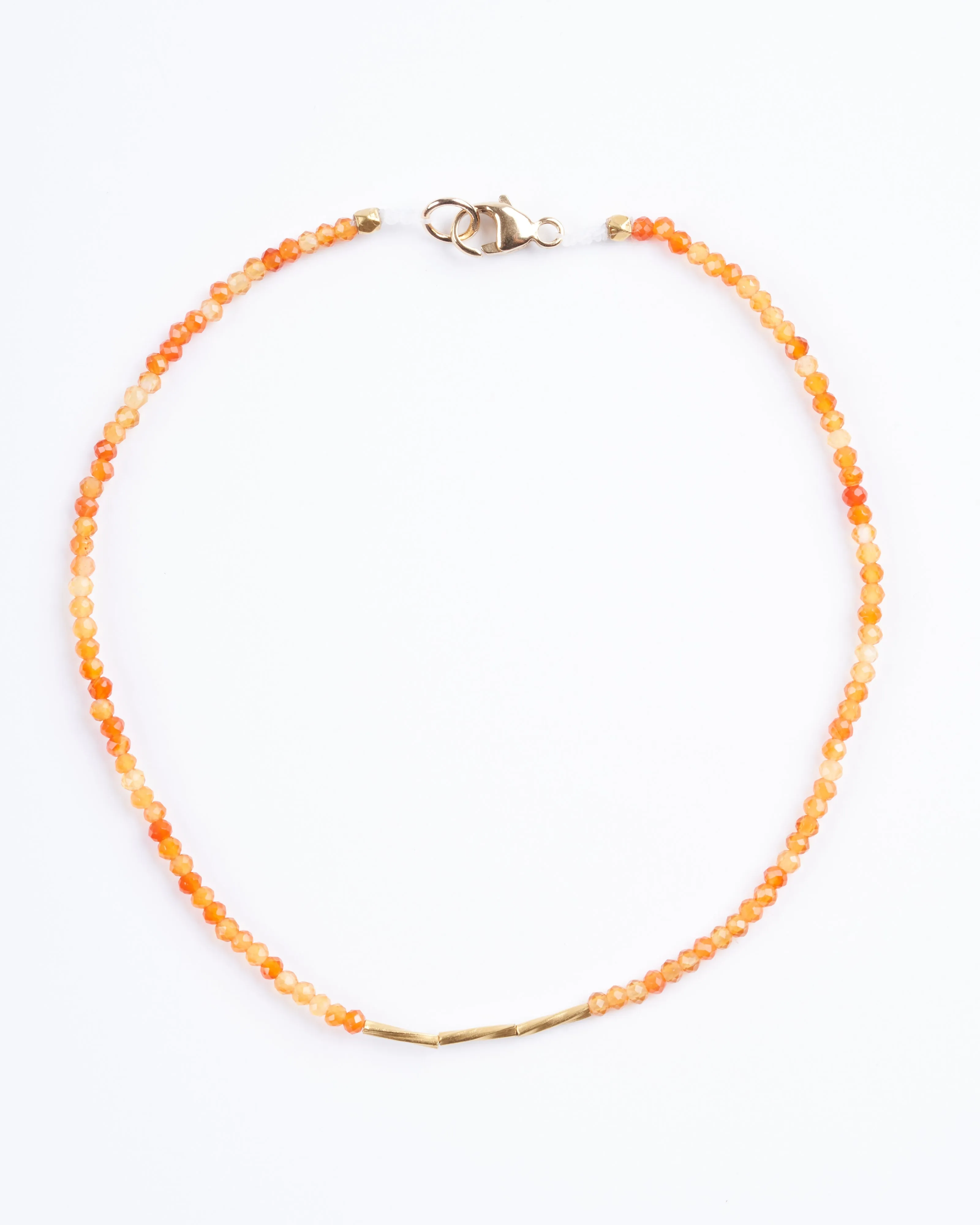 carnelian 3 twist beads gold clasp - orange