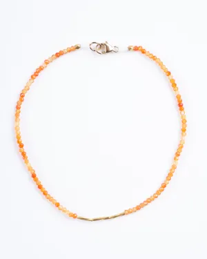 carnelian 3 twist beads gold clasp - orange