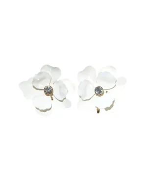 Carolina Herrera Flower Stud Earrings in White Multi