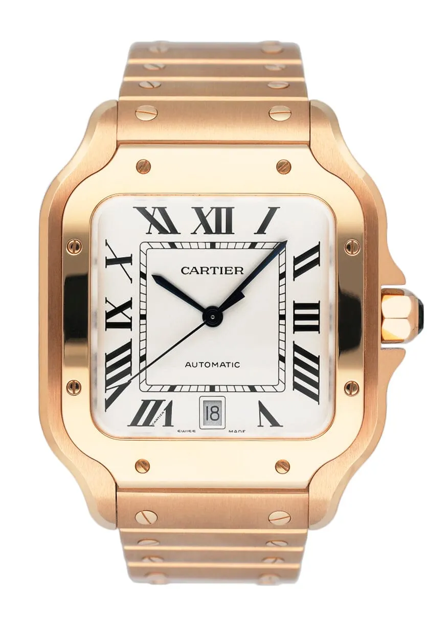 Cartier Santos WGSA0018 Large Rose Gold Mens Watch Box Papers