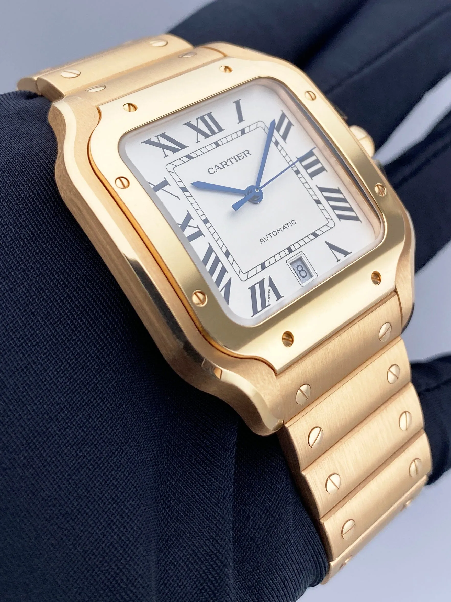 Cartier Santos WGSA0018 Large Rose Gold Mens Watch Box Papers