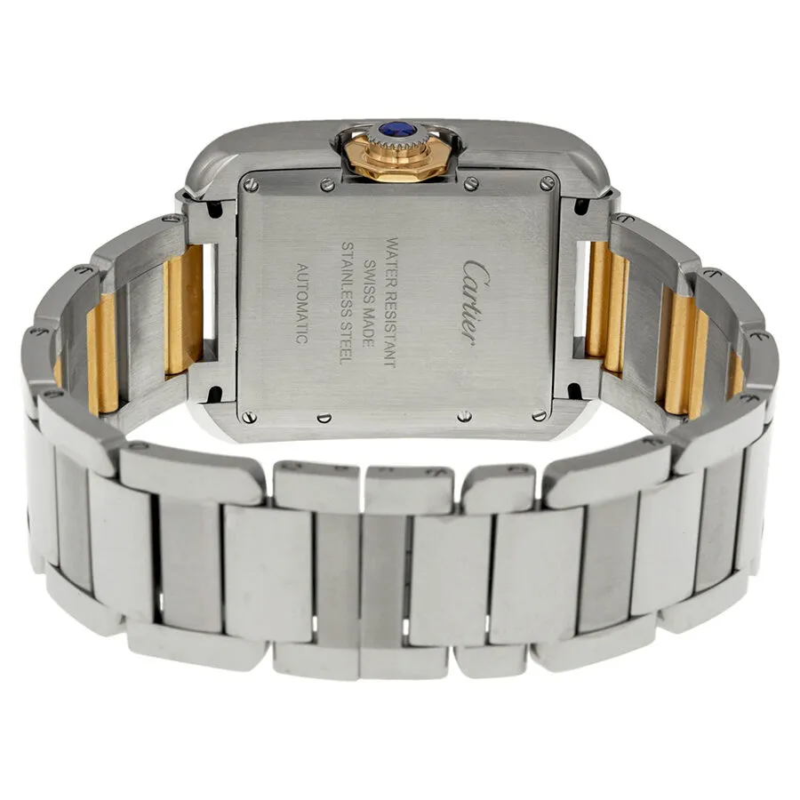 Cartier Tank Anglaise Silver Dial Stainless Steel with 18kt Rose Gold Ladies Watch WT100034