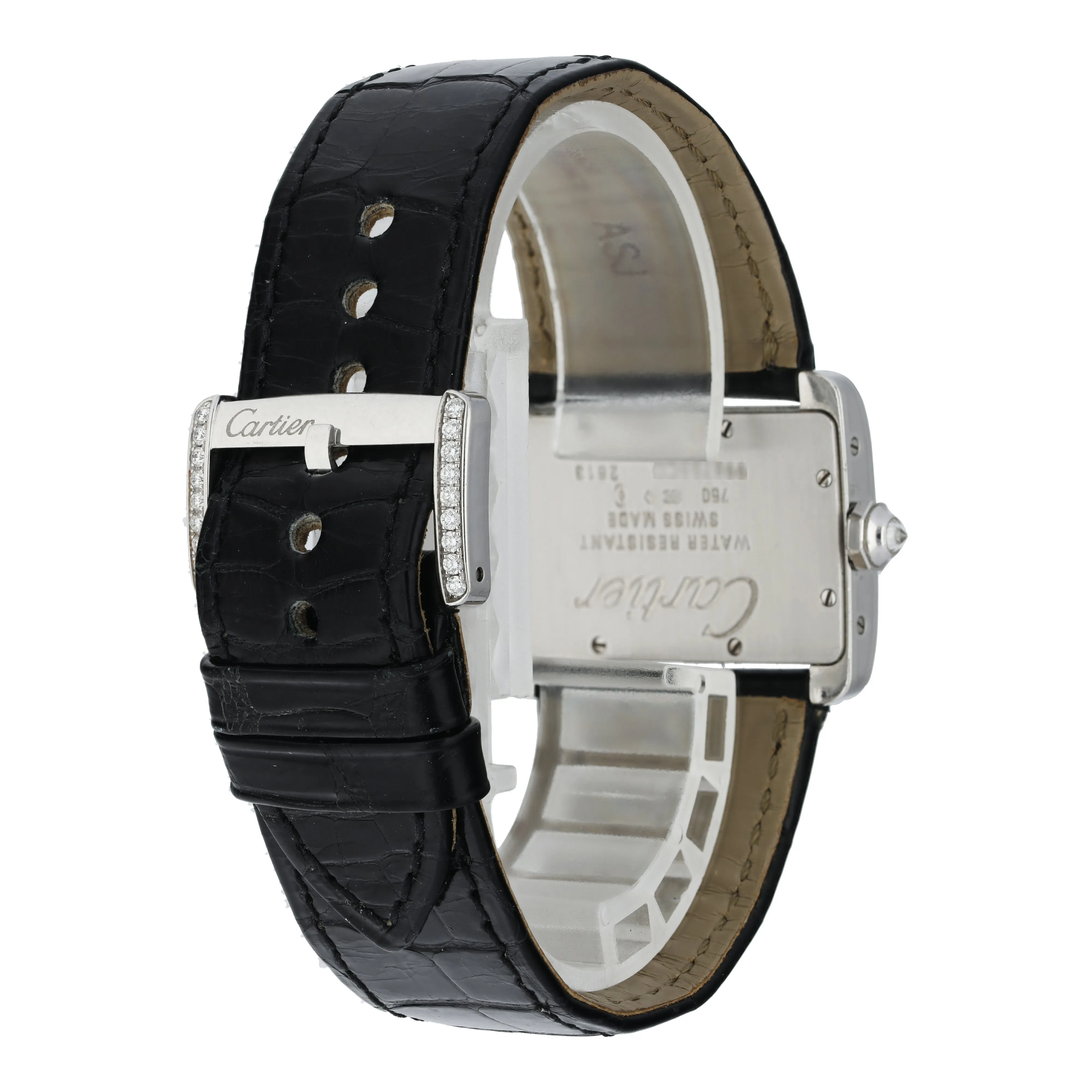 Cartier Tank Divan 2613 Diamond & 18K White Gold Ladies Watch Box & Paper