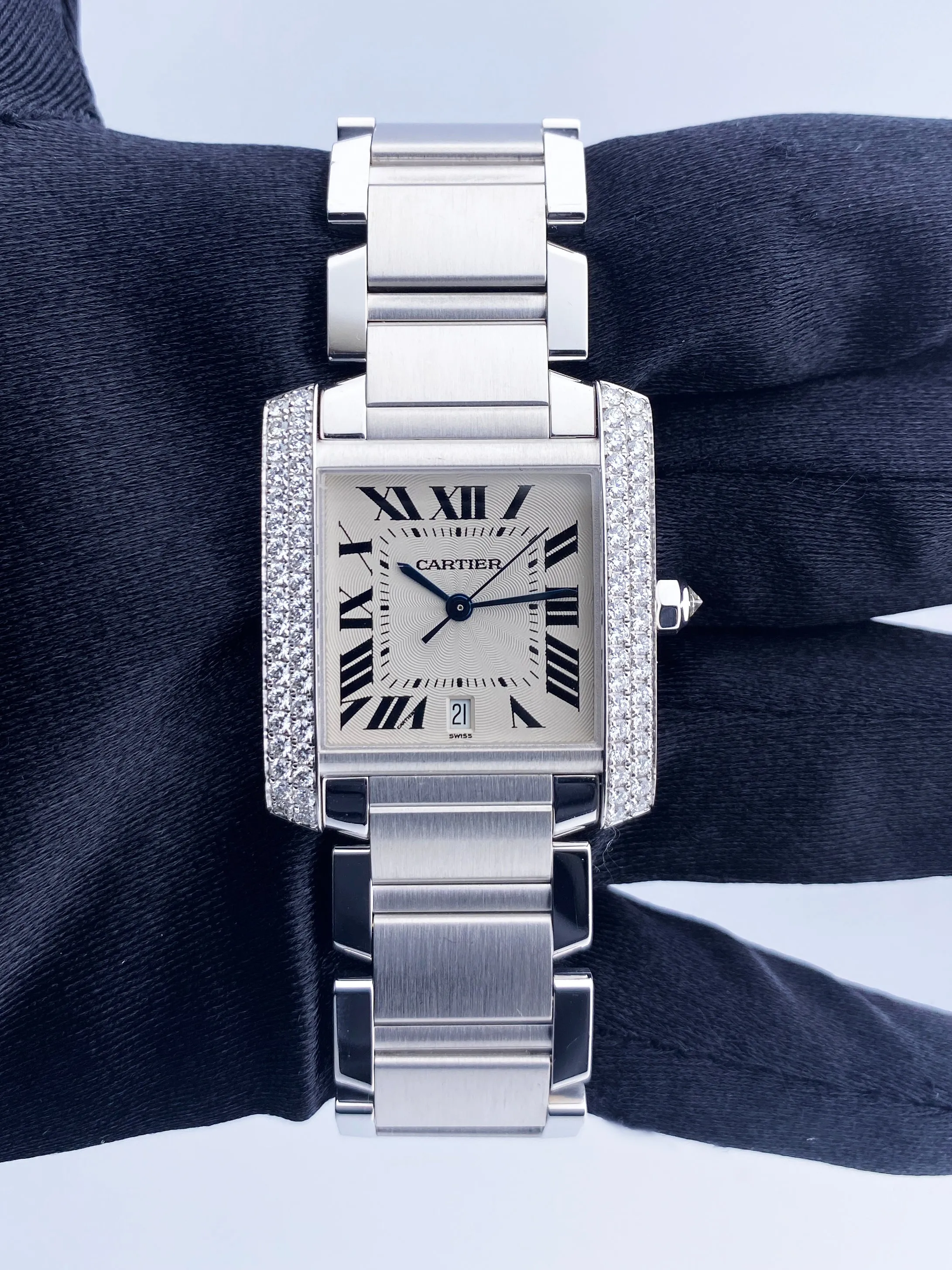 Cartier Tank Francaise WE1003S3 / 2366 18K White Gold Watch