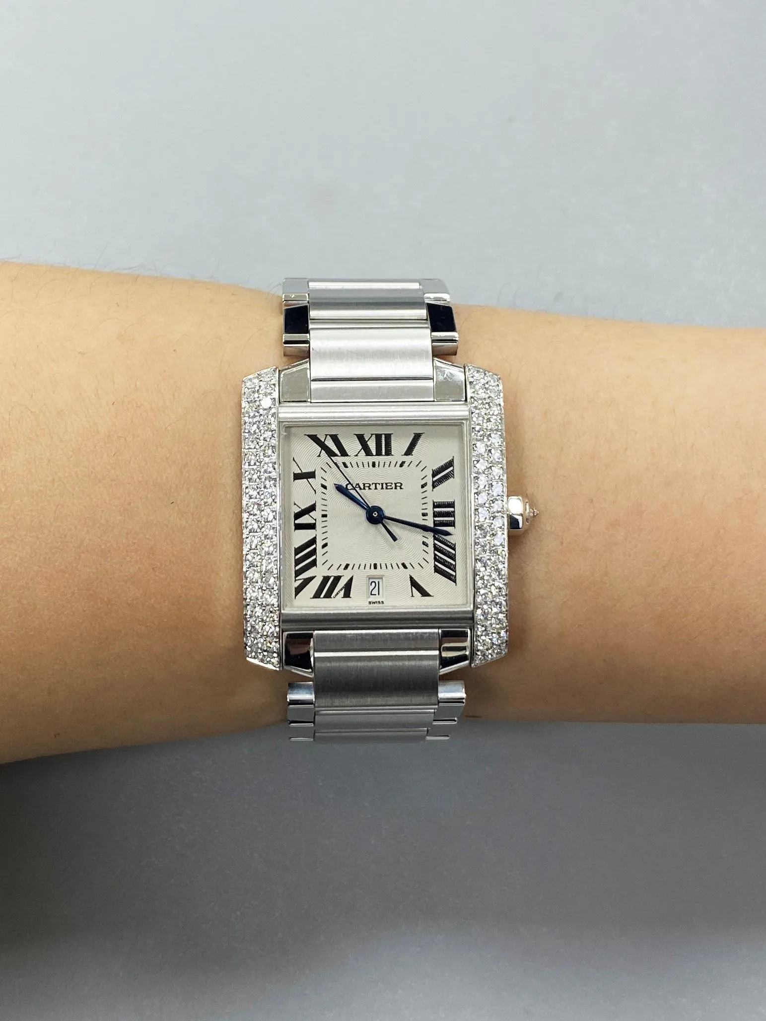 Cartier Tank Francaise WE1003S3 / 2366 18K White Gold Watch