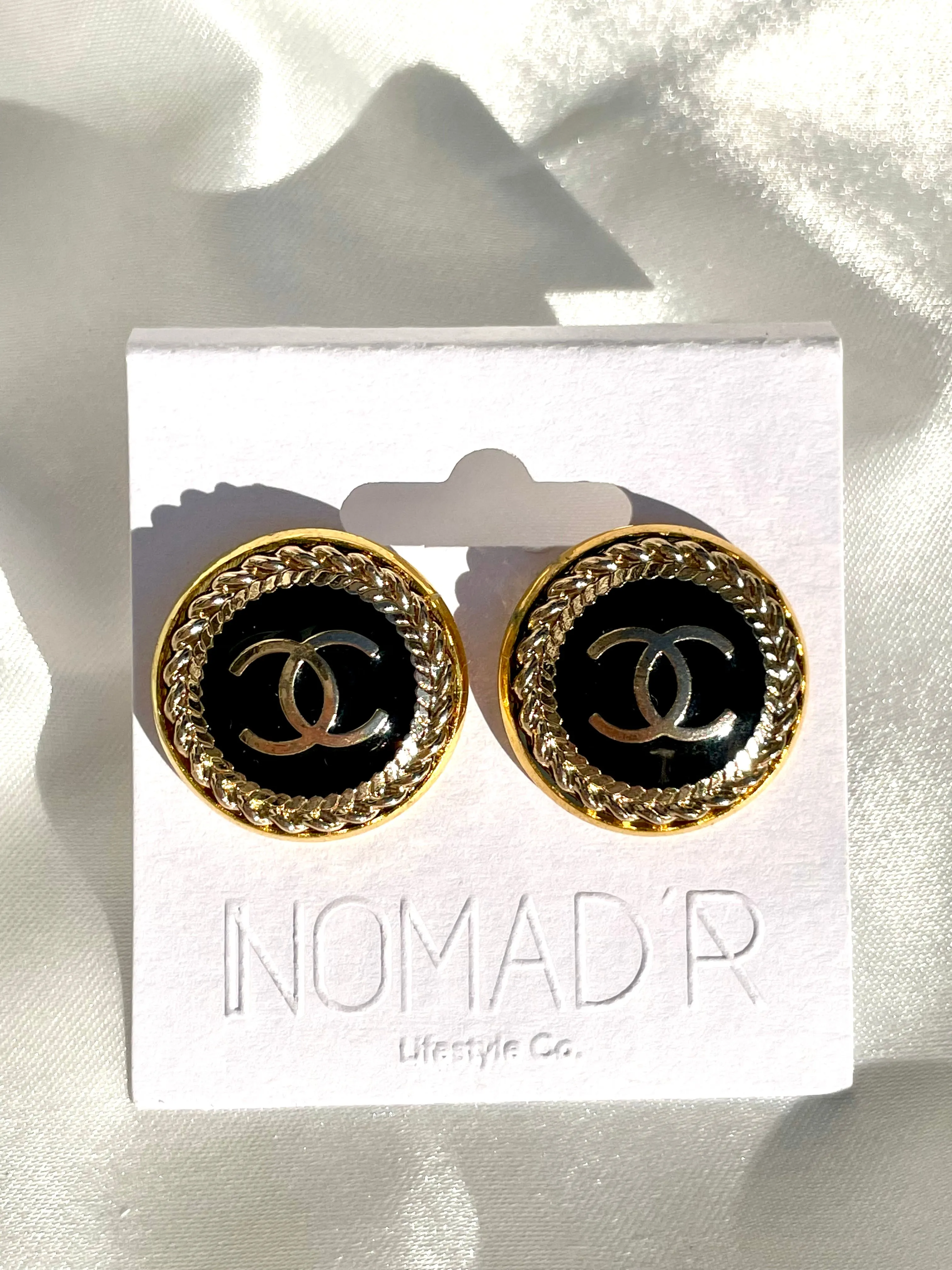 CC Large Classic Stud Earrings- BLACK