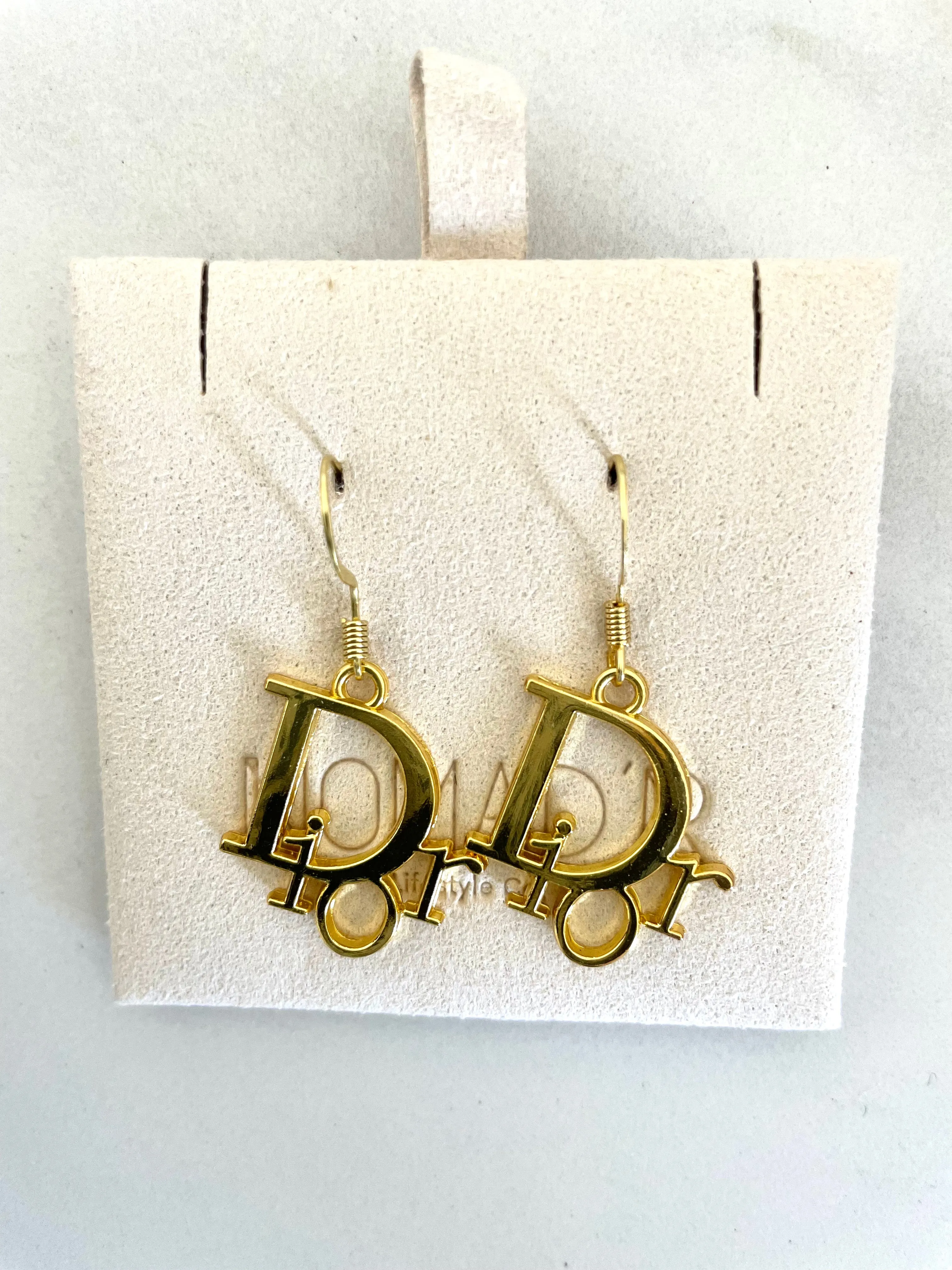 CD Logo Drop Earrings- GOLD