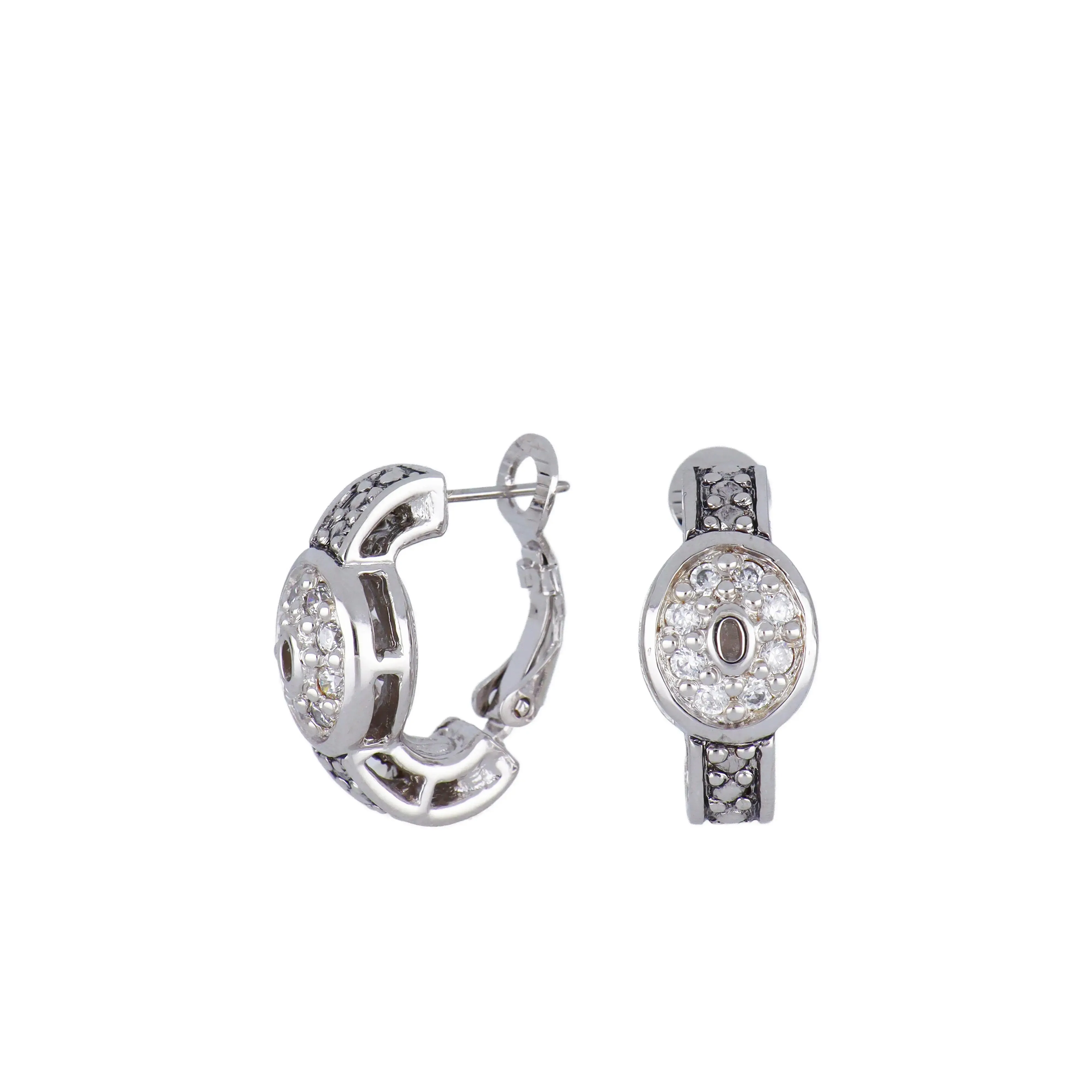 Celebration Collection Oval Shaped Pavé Hoop Earrings