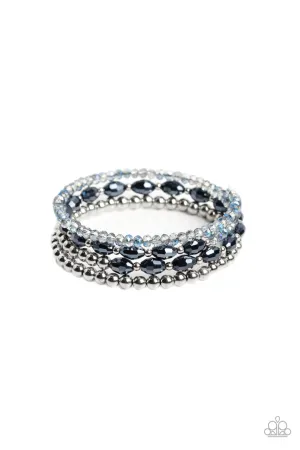 Celestial Chapter - Blue - Crystal Beaded Paparazzi Coil Bracelet