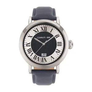 Cerruti Men's Watch Stainless Steel Case WithÂ White Dial & Blue Leather Strap