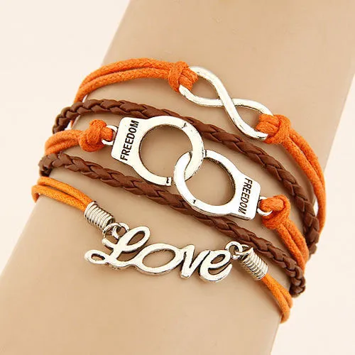 Charm Vintage Multilayer Charm Leather Bracelet Women Owl Cross Believe Bracelets Statement Jewelry Lady Best Friends Gift