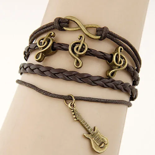Charm Vintage Multilayer Charm Leather Bracelet Women Owl Cross Believe Bracelets Statement Jewelry Lady Best Friends Gift