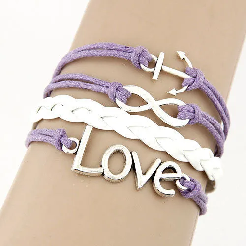 Charm Vintage Multilayer Charm Leather Bracelet Women Owl Cross Believe Bracelets Statement Jewelry Lady Best Friends Gift