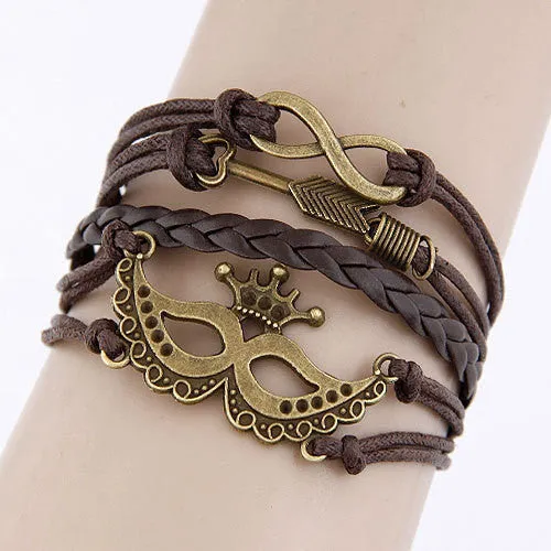 Charm Vintage Multilayer Charm Leather Bracelet Women Owl Cross Believe Bracelets Statement Jewelry Lady Best Friends Gift