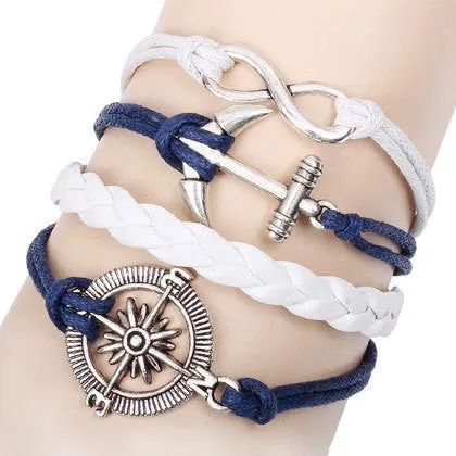 Charm Vintage Multilayer Charm Leather Bracelet Women Owl Cross Believe Bracelets Statement Jewelry Lady Best Friends Gift