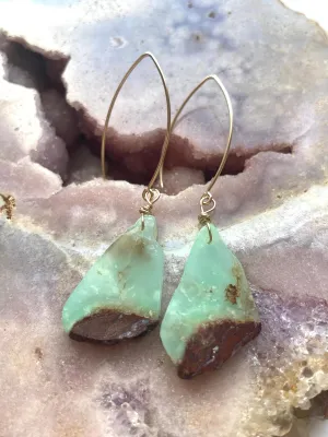 Chrysoprase Statement Earrings Gold Fill