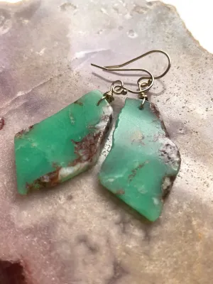 Chrysoprase Statement Earrings Gold Fill