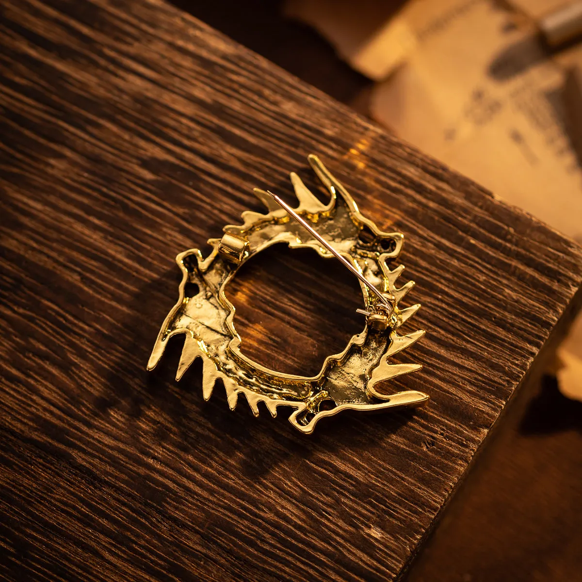 Circular Three-Headed Dragon Brooch - Vintage Pin 3pcs