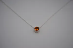 Citrine in Bezel Setting Pendant Finished in Rhodium