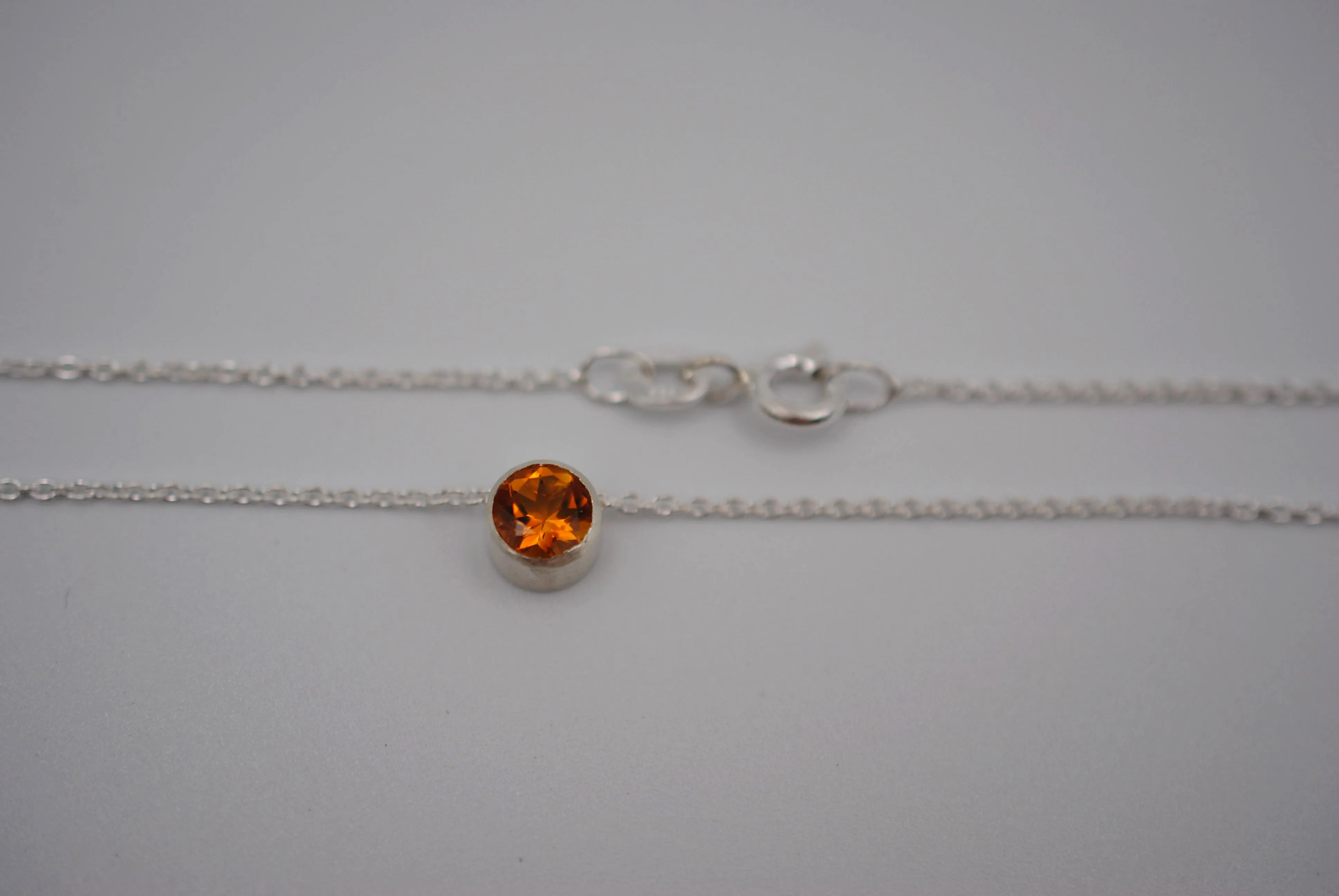 Citrine in Bezel Setting Pendant Finished in Rhodium