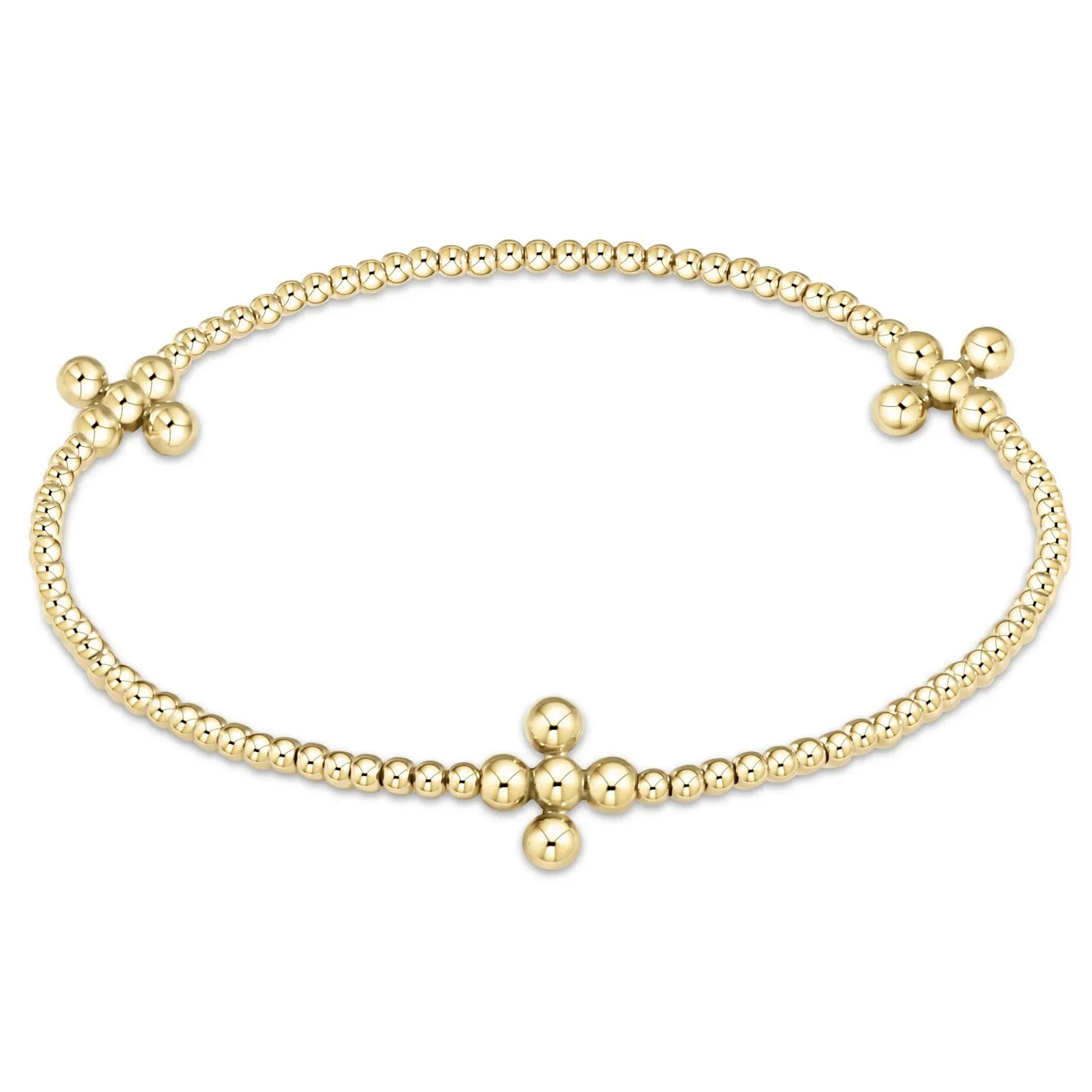 Classic Gold 2mm Bead Bracelet 3mm Signature Cross