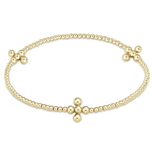 Classic Gold 2mm Bead Bracelet 3mm Signature Cross