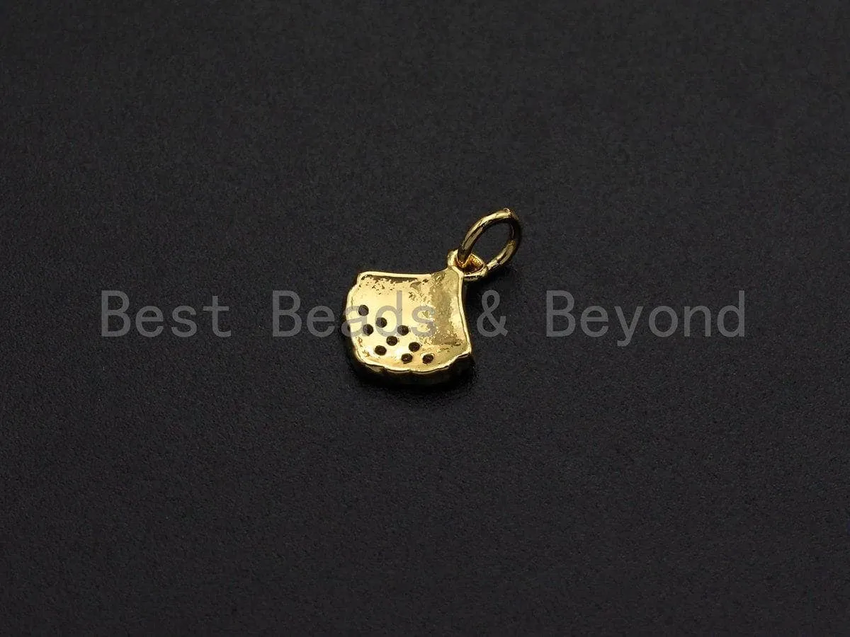 Clear CZ Micro Pave Scallop Shape Pendant Charm, Cubic Zirconia Sea Shell Charm, 10x12mm,sku#Z860