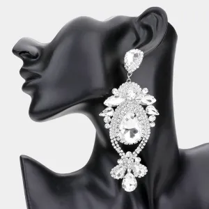 Clear Oversized Multi Stoned Crystal Chandelier Pageant Earrings | Statement Earrings | 555388