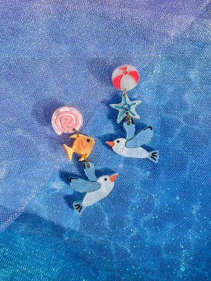 Coastal Seagull Mismatch Earrings