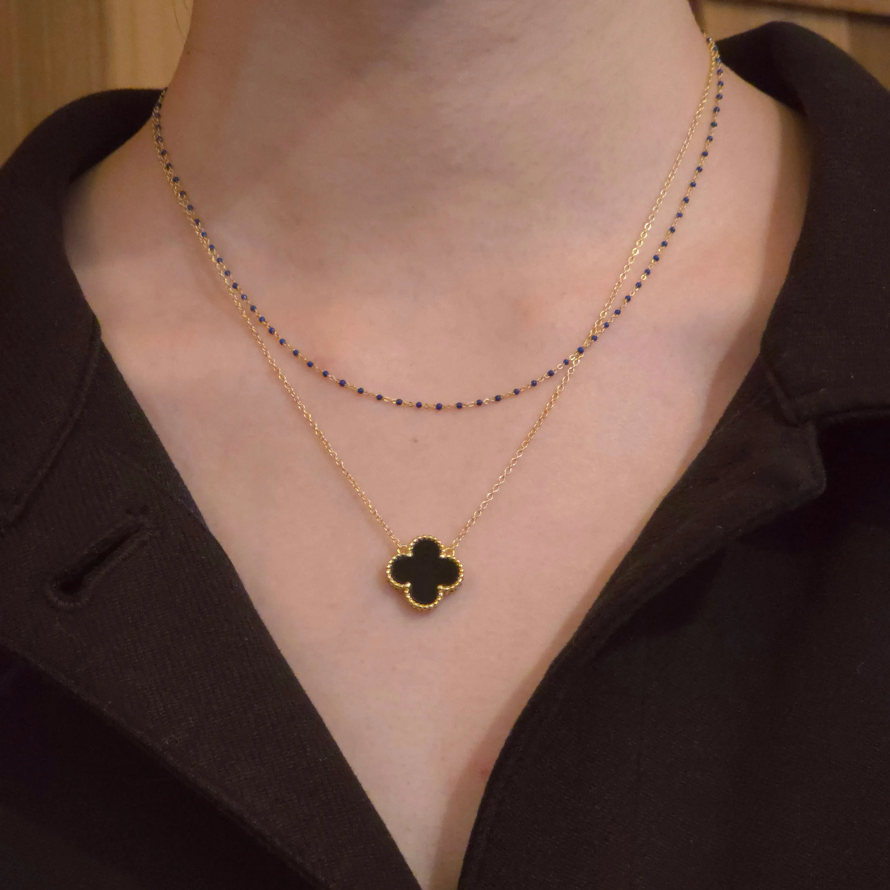 Color Beaded Enamel Chain Necklace