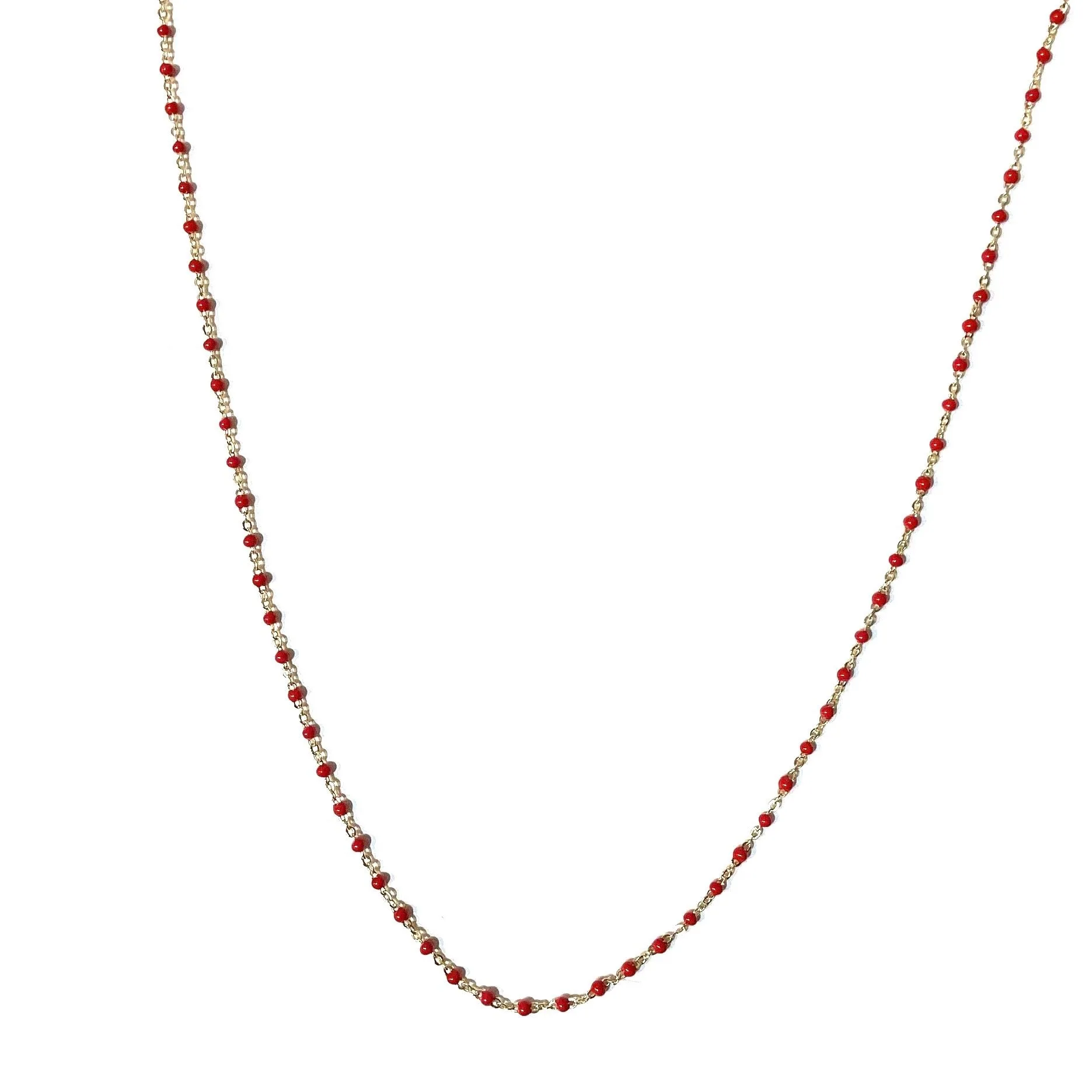 Color Beaded Enamel Chain Necklace