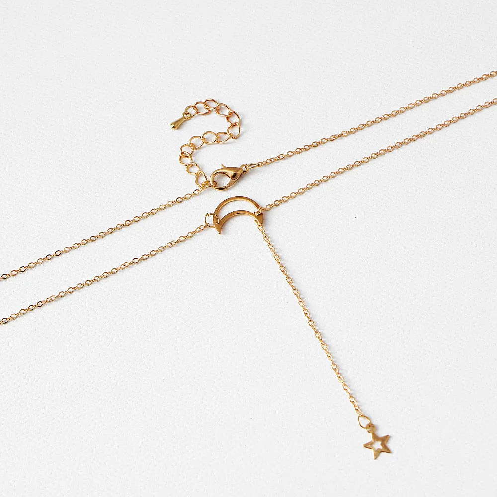 Combo Of 2 Moon Dropping Star and Y Shaped Pendant
