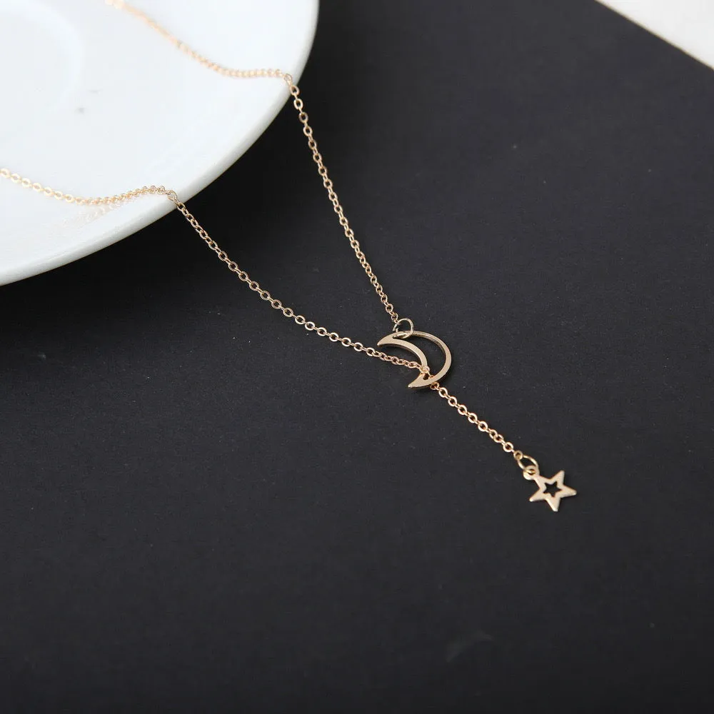 Combo Of 2 Moon Dropping Star and Y Shaped Pendant
