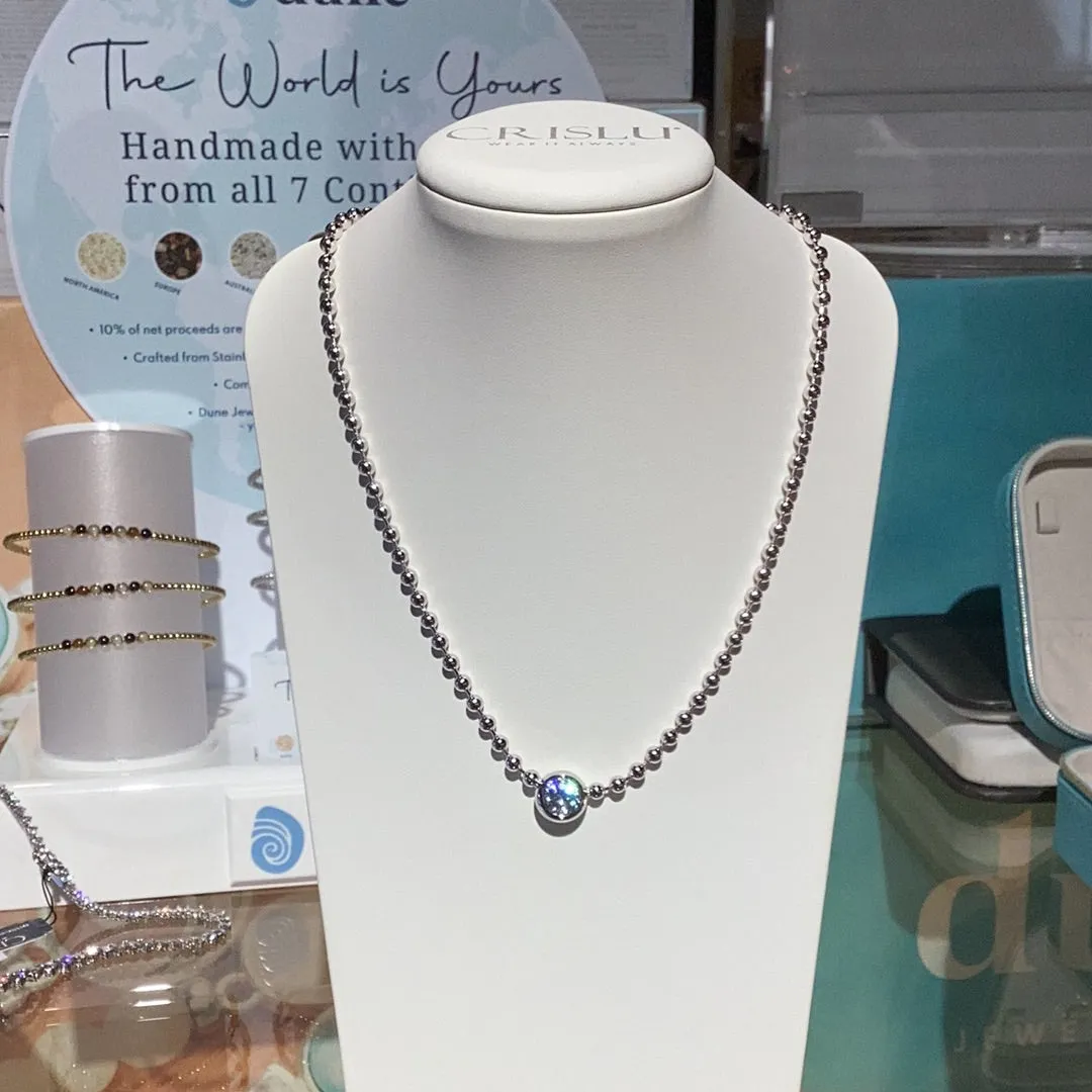 Crislu B.B.Y. Solitaire Adjustable Necklace Finished in Pure Platinum