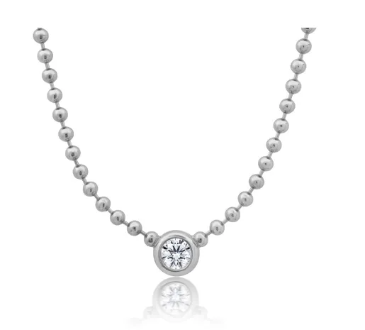 Crislu B.B.Y. Solitaire Adjustable Necklace Finished in Pure Platinum