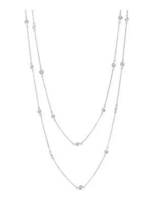 Crislu Bezel 36" Necklace Finished in Pure Platinum - 2mm
