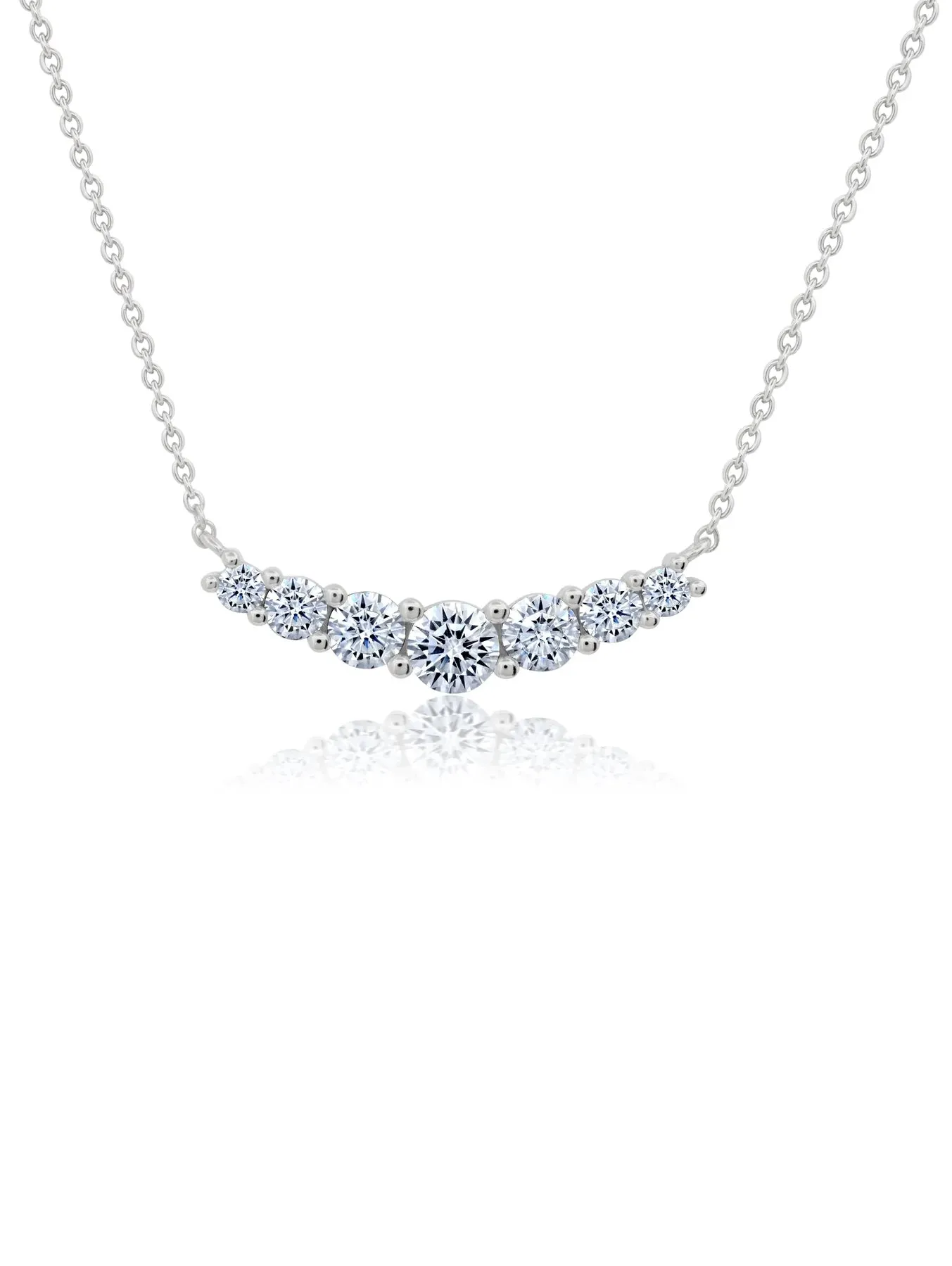 Crislu Brilliant Round 7 Stone Bar 16'' Extending Necklace Finished in Pure Platinum