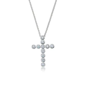 Crislu Brilliant Round Bezel Set Cross Necklace Finished in Pure Platinum
