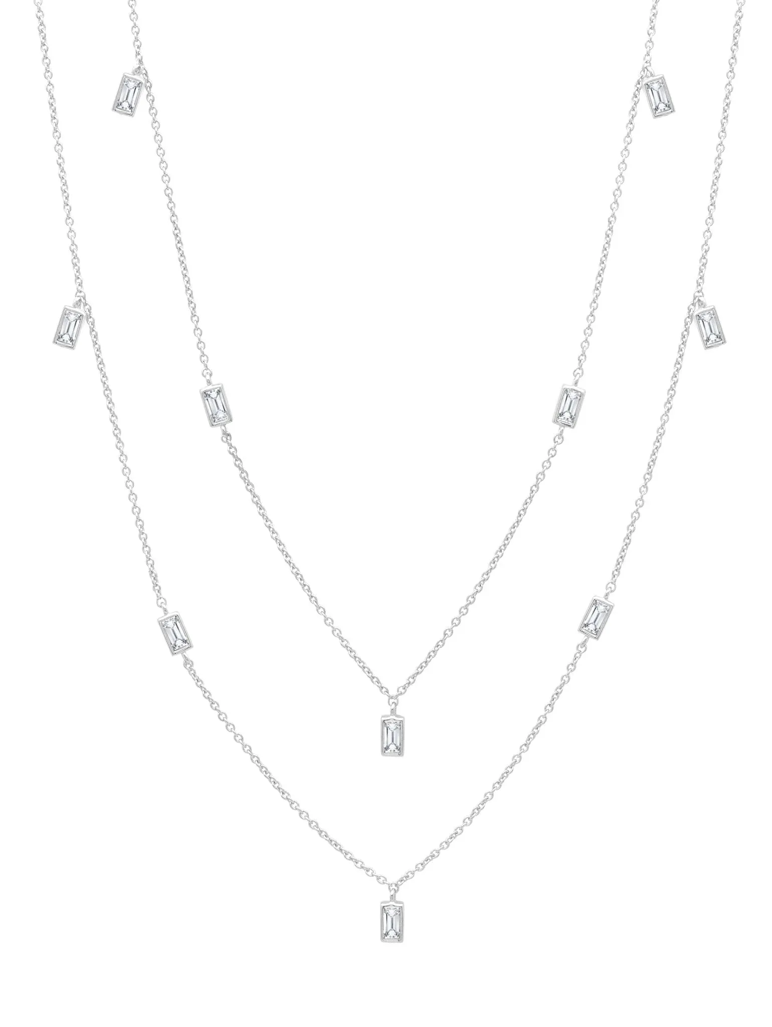 Crislu Prism Baguette 36" Necklace Finished in Pure Platinum