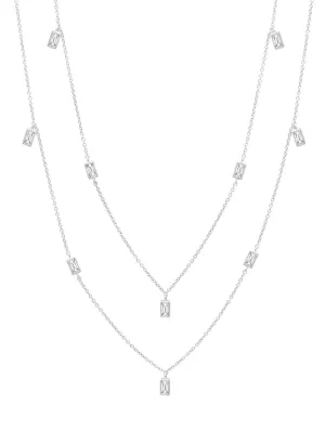 Crislu Prism Baguette 36" Necklace Finished in Pure Platinum