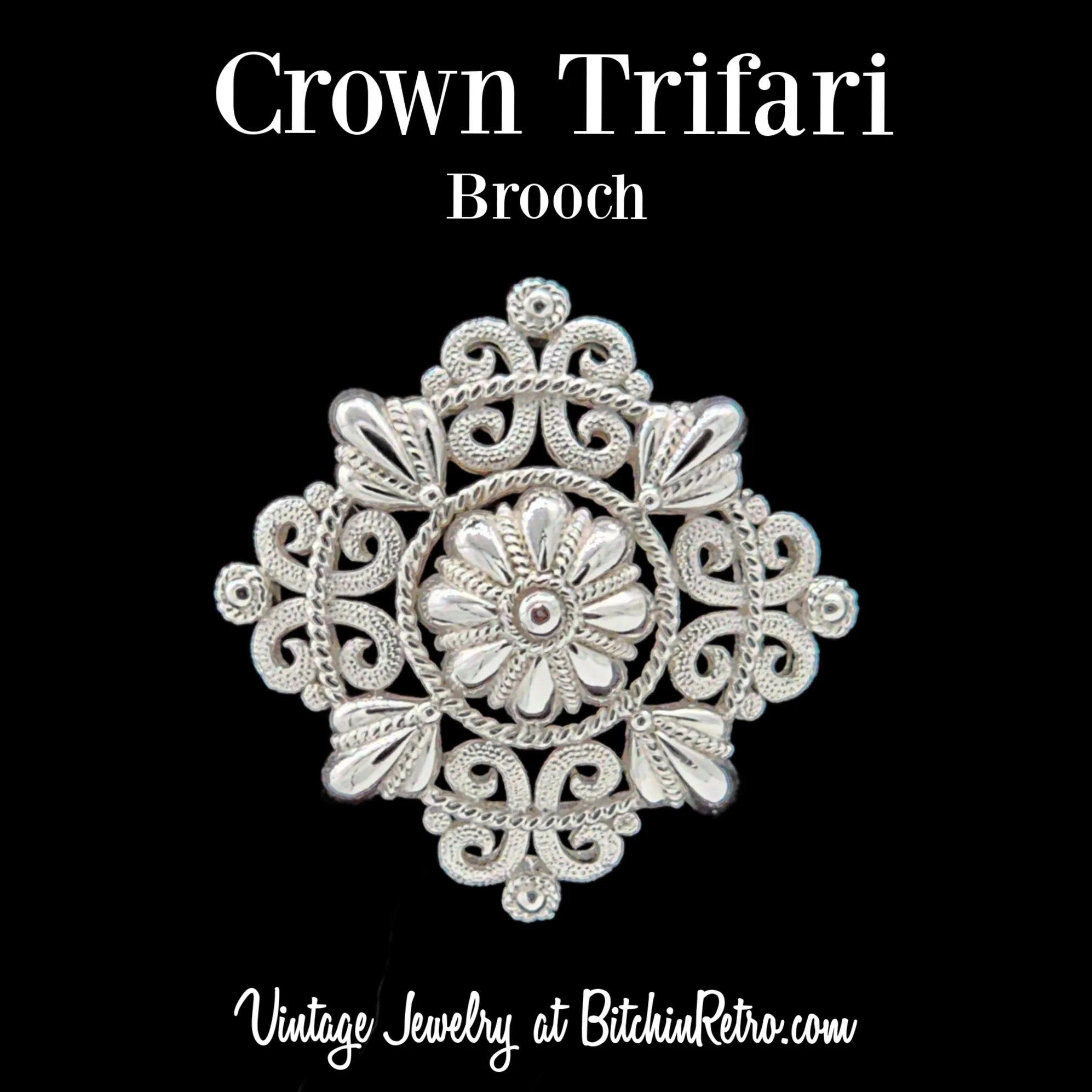 Crown Trifari Vintage Domed Brooch With Regal Style