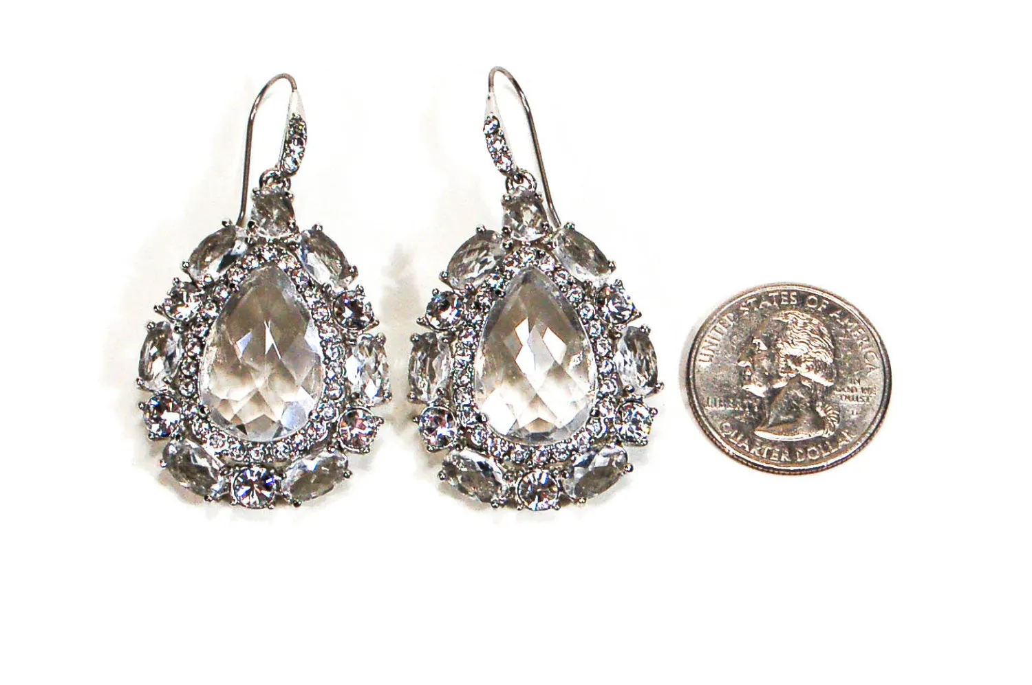 Crystal Rhinestone Statement Earrings by Monet