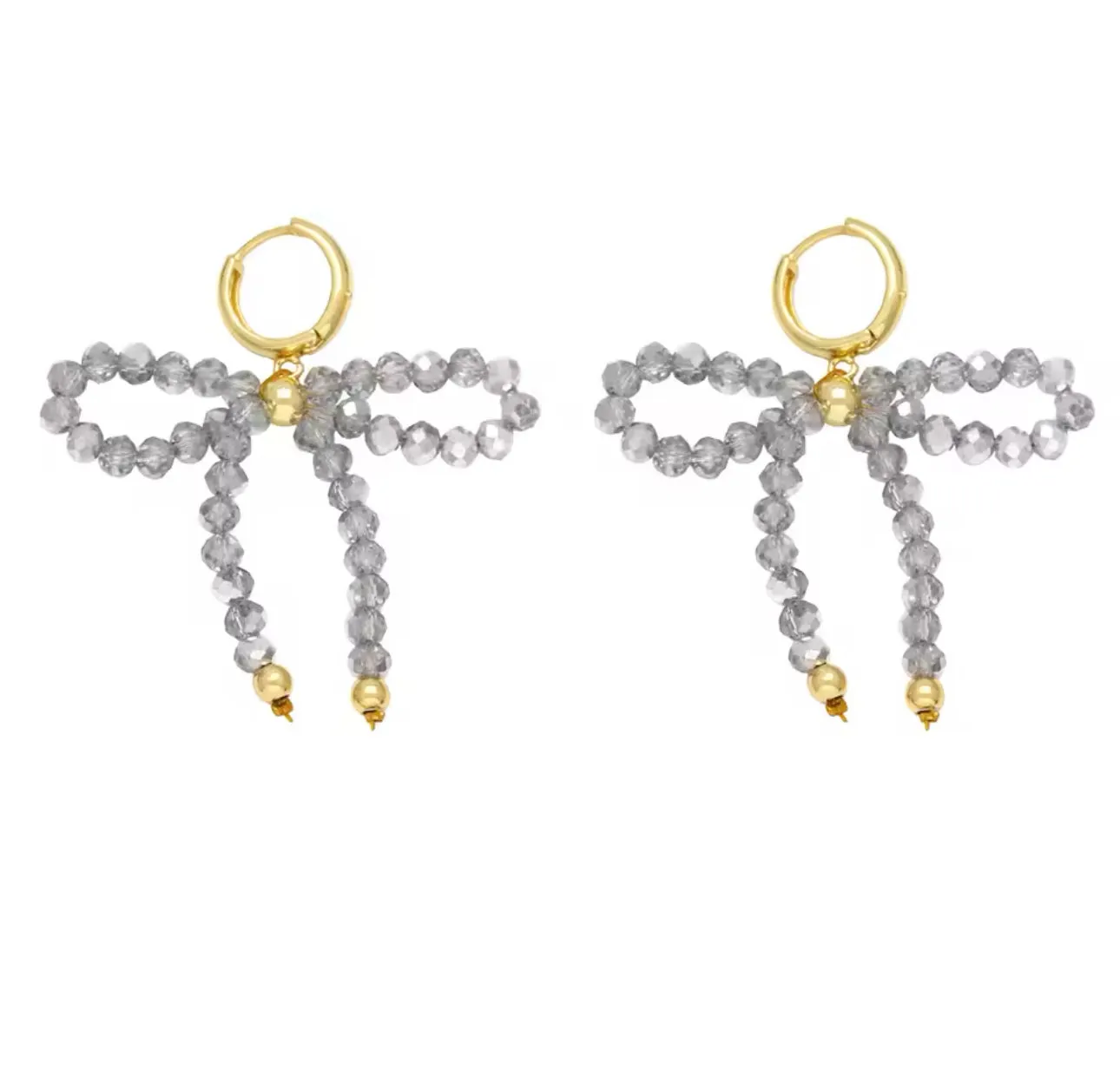 Crystal Ribbons Bows with Small Hoop | Erika Williner Designs