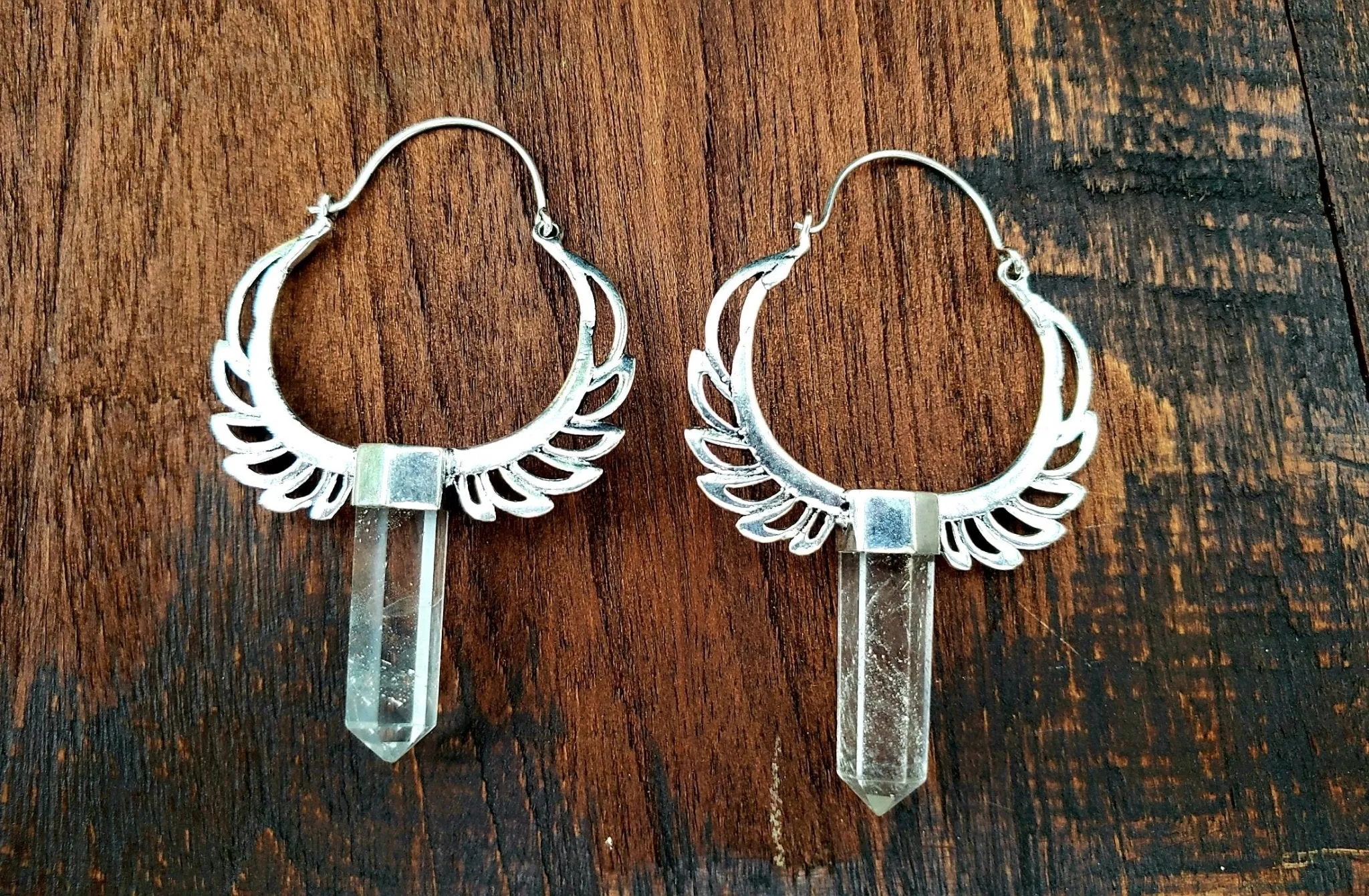 Crystal Wings Hoop Earrings
