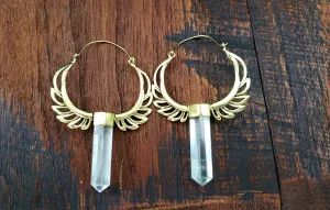 Crystal Wings Hoop Earrings