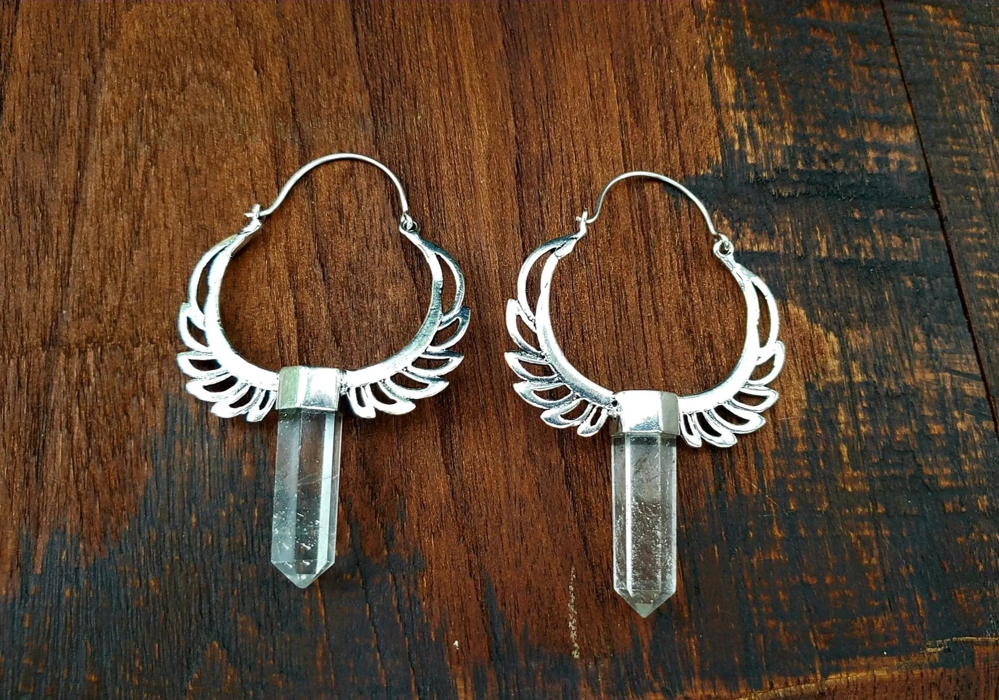 Crystal Wings Hoop Earrings