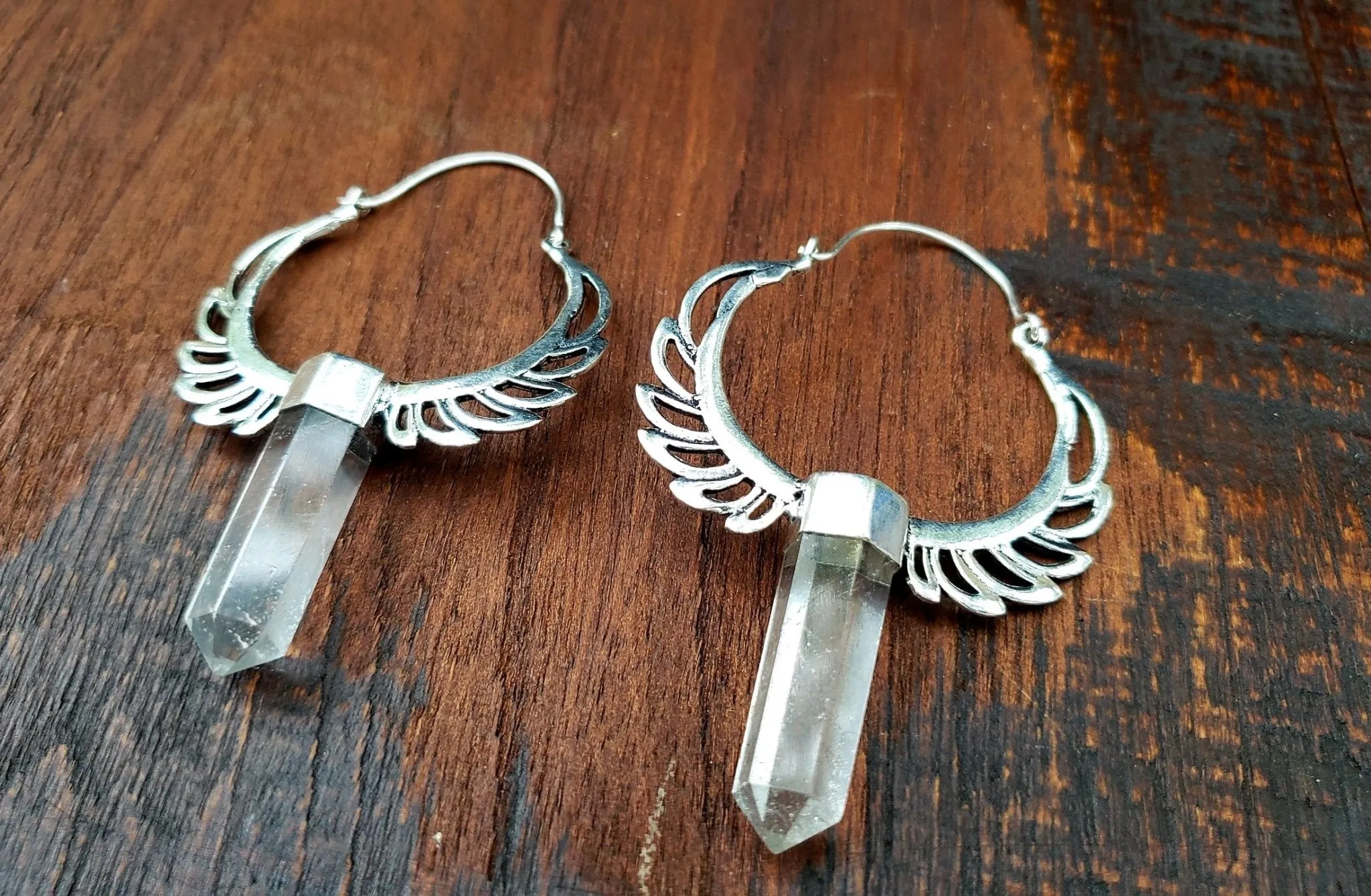 Crystal Wings Hoop Earrings